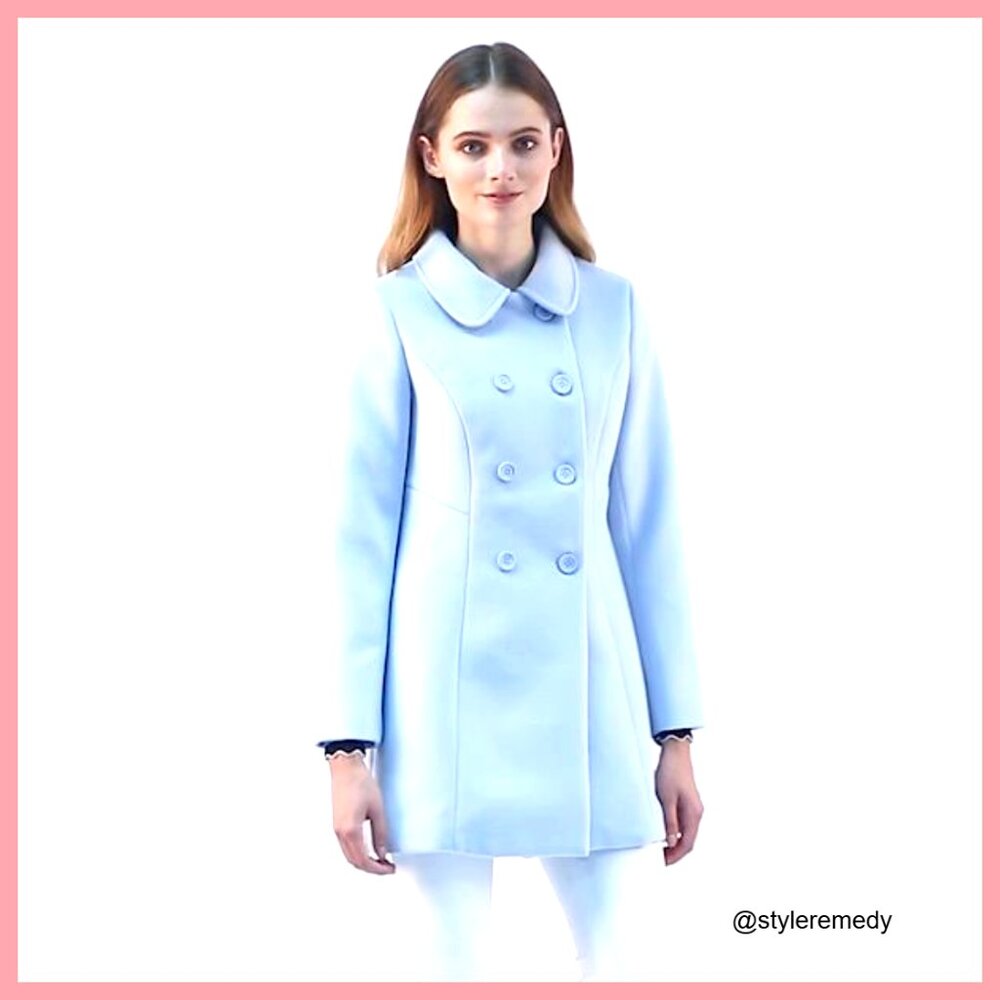 Polyester Peter Pan Collar Double Breasted Trench… - image 7